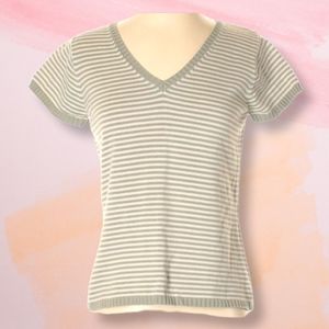 BANANA REPUBLIC Grey Striped Pullover Sweater